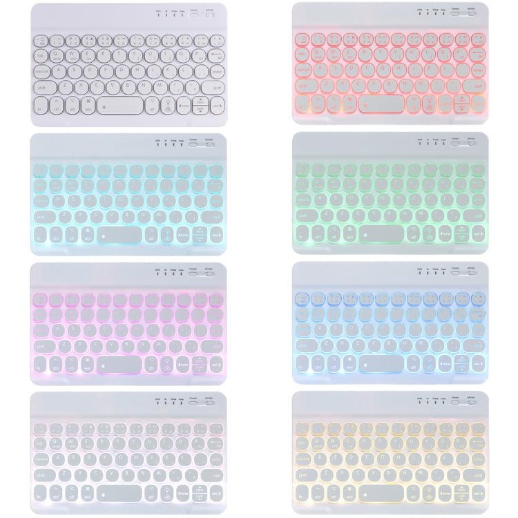 HY006D Runde Tasten Abnehmbare Bluetooth-Tastatur Lederhülle mit bunter Hintergrundbeleuchtung & Halter für iPad mini 6, HY006D