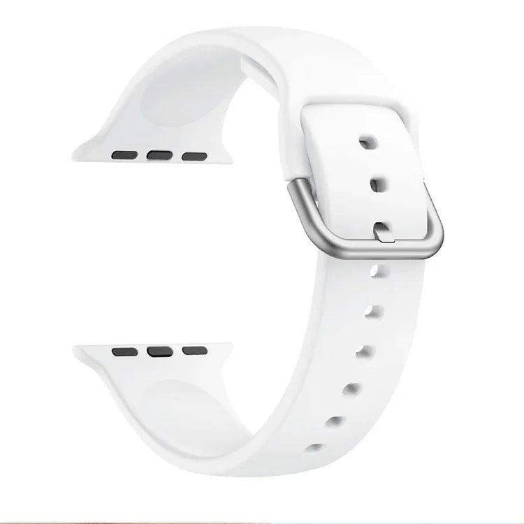 Silikonarmband mit Dornschließe (einfarbig) als Ersatz für Apple Watch Series 7 (41 mm), 6, SE, 5, 4 (40 mm), 3, 2, 1 (38 mm) und 7 (45 mm), 6, SE, 5, 4 (44 mm) sowie 3, 2, 1 (42 mm).