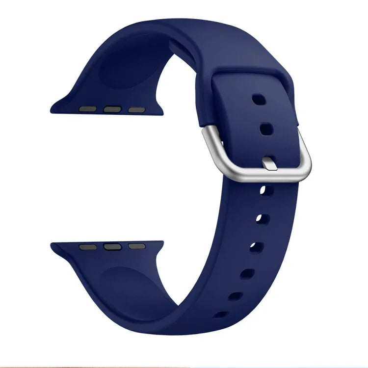 Single-color Silicone Buckle Replacement Strap Watchband For Apple Watch Series, 7 41mm / 6 & SE & 5 & 4 40mm / 3 & 2 & 1 38mm, 7 45mm / 6 & SE & 5 & 4 44mm / 3 & 2 & 1 42mm
