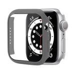 Stoßfeste PC-Schutzhülle mit gehärteter Glasfolie, für Apple Watch Series 9 / 8 / 7 41mm, für Apple Watch Series 9 / 8 / 7 45mm, für Apple Watch Series 8 / 7 41mm