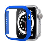 Stoßfeste PC-Schutzhülle mit gehärteter Glasfolie, für Apple Watch Series 9 / 8 / 7 41mm, für Apple Watch Series 9 / 8 / 7 45mm, für Apple Watch Series 8 / 7 41mm