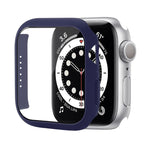 Stoßfeste PC-Schutzhülle mit gehärteter Glasfolie, für Apple Watch Series 9 / 8 / 7 41mm, für Apple Watch Series 9 / 8 / 7 45mm, für Apple Watch Series 8 / 7 41mm