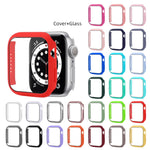 Stoßfeste PC-Schutzhülle mit gehärteter Glasfolie, für Apple Watch Series 9 / 8 / 7 41mm, für Apple Watch Series 9 / 8 / 7 45mm, für Apple Watch Series 8 / 7 41mm