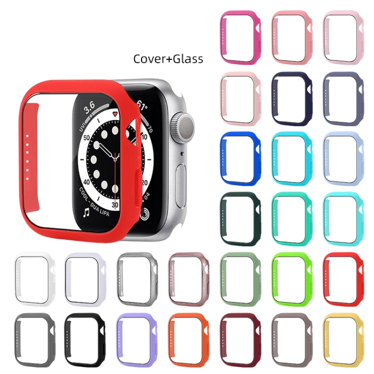 Stoßfeste PC-Schutzhülle mit gehärteter Glasfolie, für Apple Watch Series 9 / 8 / 7 41mm, für Apple Watch Series 9 / 8 / 7 45mm, für Apple Watch Series 8 / 7 41mm