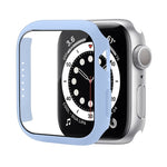 Stoßfeste PC-Schutzhülle mit gehärteter Glasfolie, für Apple Watch Series 9 / 8 / 7 41mm, für Apple Watch Series 9 / 8 / 7 45mm, für Apple Watch Series 8 / 7 41mm