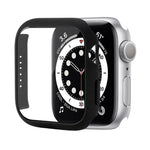 Stoßfeste PC-Schutzhülle mit gehärteter Glasfolie, für Apple Watch Series 9 / 8 / 7 41mm, für Apple Watch Series 9 / 8 / 7 45mm, für Apple Watch Series 8 / 7 41mm