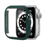 Stoßfeste PC-Schutzhülle mit gehärteter Glasfolie, für Apple Watch Series 9 / 8 / 7 41mm, für Apple Watch Series 9 / 8 / 7 45mm, für Apple Watch Series 8 / 7 41mm