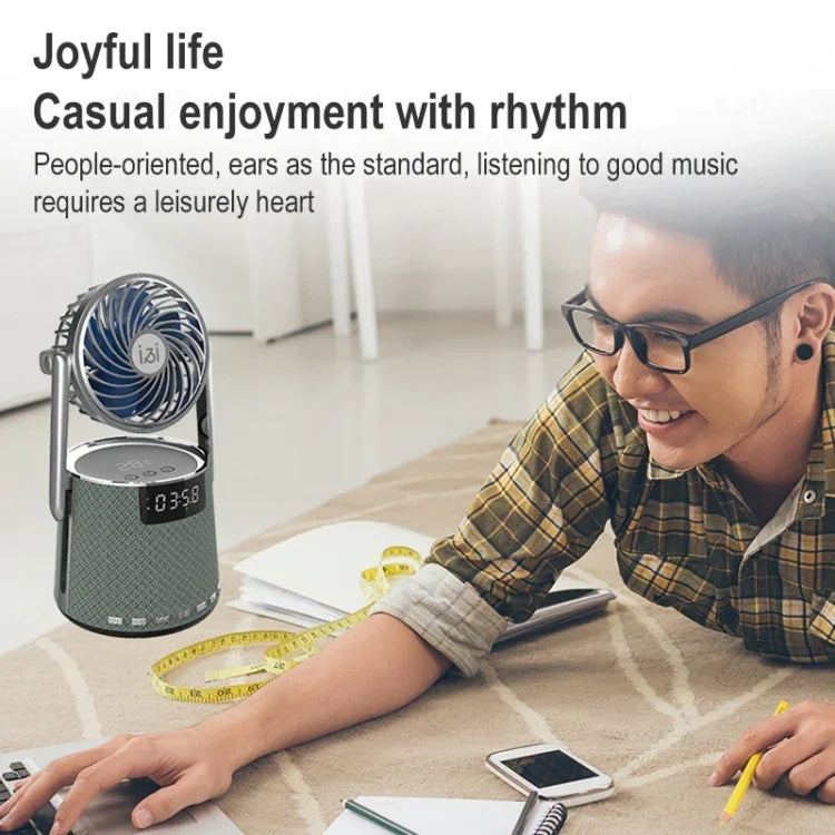 SOAIY K8 Kabelloser Bluetooth Wecker-Lautsprecher mit Dual-Alarmfunktion und kleinem Ventilator
