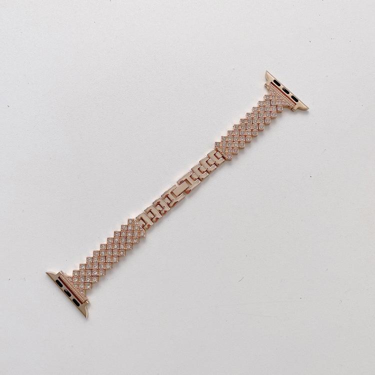 Rhombus Volldiamant-Metallarmband + Hülle für Apple Watch Series 6 / 5 / 4 / Watch SE 40 mm, Apple Watch Series 6 / 5 / 4 / Watch SE 44 mm, 3 &amp; 2 &amp; 1 42 mm, 3 &amp; 2 &amp; 1 38 mm