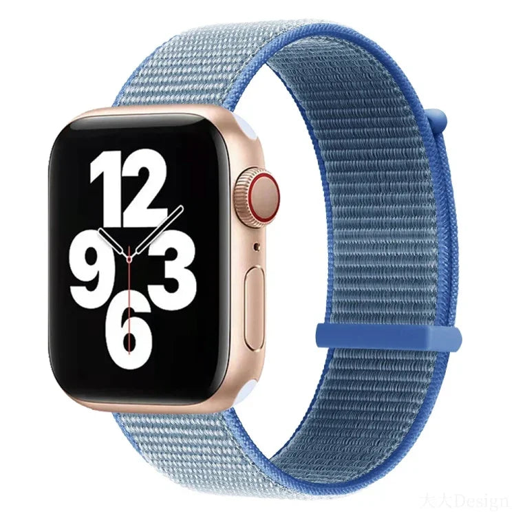 Hook and Loop Fastener Dual Section Replacement Watchband For Apple Watch Series, 7 41mm / 6&SE&5&4 40mm / 3&2&1 38mm, 7 45mm / 6&SE&5&4 44mm / 3&2&1 42mm