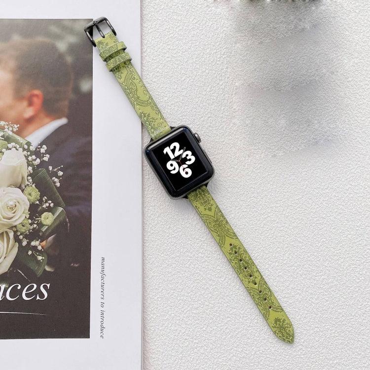 Schmale, schmale Ersatzarmbänder aus ethnischem Leder für Apple Watch Series 7 (41 mm), 6, SE, 5 und 4 (40 mm), 3, 2 und 1 (38 mm), 7 (45 mm), 6, SE, 5 und 4 (44 mm) sowie 3, 2 und 1 (42 mm).