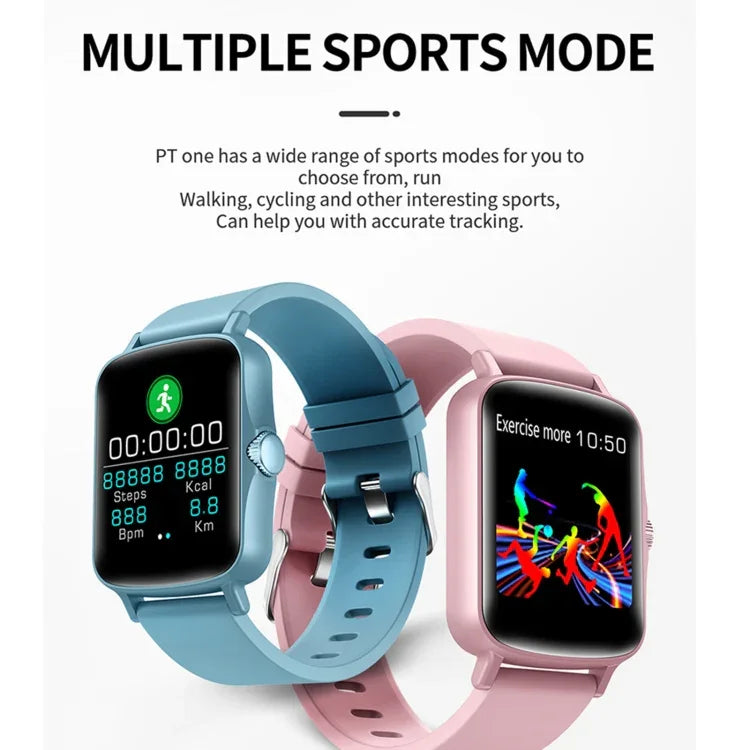 PTone Smartwatch mit 1,44 Zoll HD-Touchscreen, IP67 wasserdicht, unterstützt Schlafüberwachung, Herzfrequenzmessung und Blutdruckmessung