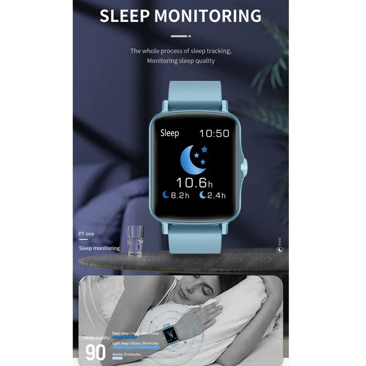 PTone Smartwatch mit 1,44 Zoll HD-Touchscreen, IP67 wasserdicht, unterstützt Schlafüberwachung, Herzfrequenzmessung und Blutdruckmessung