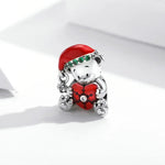 Weihnachtsbärperlen aus 925er Sterlingsilber, DIY-Armband- und Halskettenzubehör, SCC2035