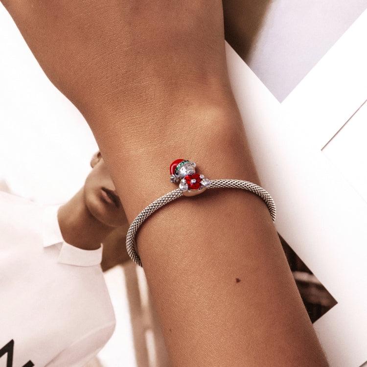 Weihnachtsbärperlen aus 925er Sterlingsilber, DIY-Armband- und Halskettenzubehör, SCC2035