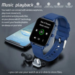 MX7 Smartwatch mit 1,69 Zoll IPS-Touchscreen, IP68 wasserdicht, unterstützt Schlafüberwachung, Herzfrequenzmessung, Bluetooth-Anrufe und Körpertemperaturmessung