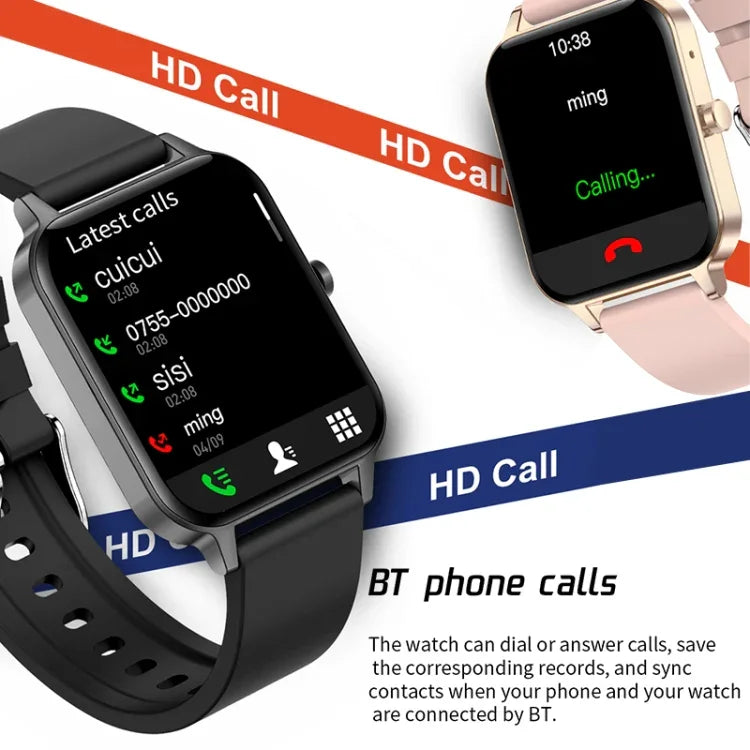 MX7 Smartwatch mit 1,69 Zoll IPS-Touchscreen, IP68 wasserdicht, unterstützt Schlafüberwachung, Herzfrequenzmessung, Bluetooth-Anrufe und Körpertemperaturmessung