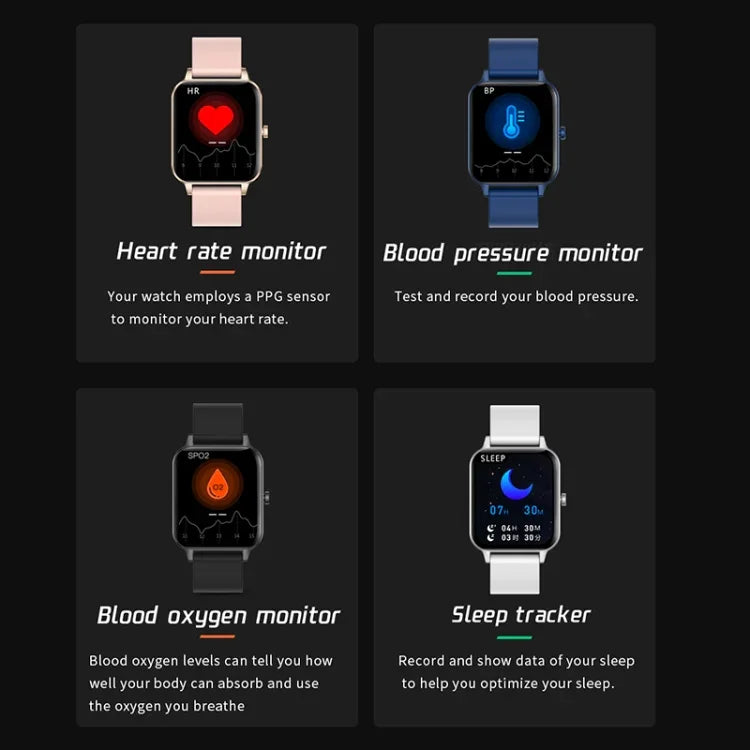 MX7 Smartwatch mit 1,69 Zoll IPS-Touchscreen, IP68 wasserdicht, unterstützt Schlafüberwachung, Herzfrequenzmessung, Bluetooth-Anrufe und Körpertemperaturmessung
