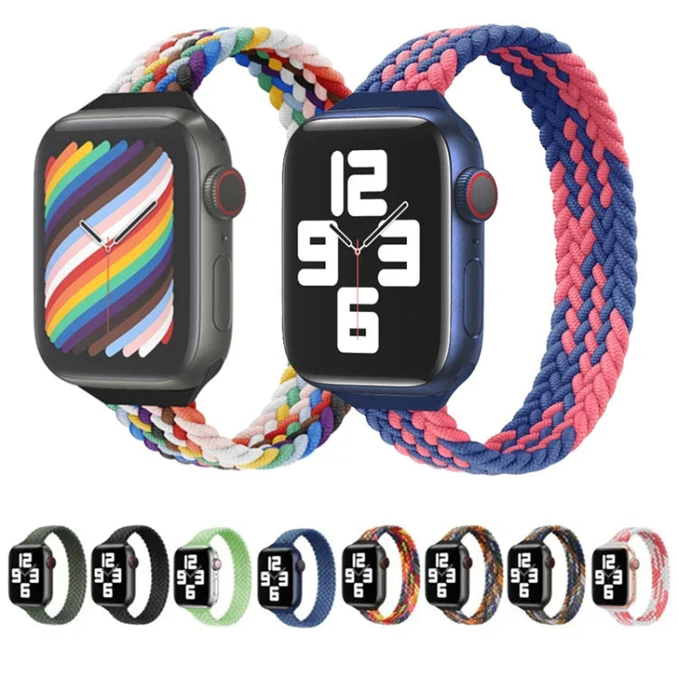 Schmale Taille einzelne Schlaufe Nylon Geflecht Ersatz-Uhrenarmband für Apple Watch Series, XS 130mm, XS 135mm, 7 41mm / 6&SE&5&4 40mm / 3&2&1 38mm