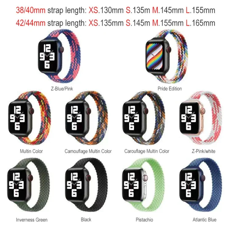 Schmale Taille einzelne Schlaufe Nylon Geflecht Ersatz-Uhrenarmband für Apple Watch Series, XS 130mm, XS 135mm, 7 41mm / 6&SE&5&4 40mm / 3&2&1 38mm