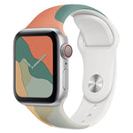 Morandi Series Silikon-Ersatzarmband in Kontrastfarbe für Apple Watch Series 7 (41 mm), 6, SE, 5, 4 (40 mm), 3, 2, 1 (38 mm) und 7 (45 mm), 6, SE, 5, 4 (44 mm) sowie 3, 2, 1 (42 mm).