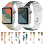 Morandi Series Silikon-Ersatzarmband in Kontrastfarbe für Apple Watch Series 7 (41 mm), 6, SE, 5, 4 (40 mm), 3, 2, 1 (38 mm) und 7 (45 mm), 6, SE, 5, 4 (44 mm) sowie 3, 2, 1 (42 mm).