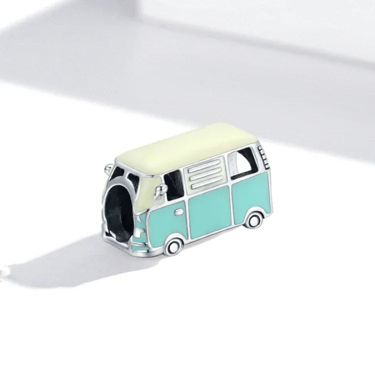 S925 Sterling Silber Mini-Bus-Perlen DIY Armband Halskette Accessoires, Mini-Bus