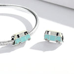 S925 Sterling Silber Mini-Bus-Perlen DIY Armband Halskette Accessoires, Mini-Bus