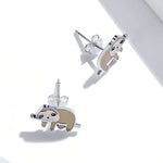 Niedliche Faultier-Ohrstecker aus 925er Sterlingsilber für Damen