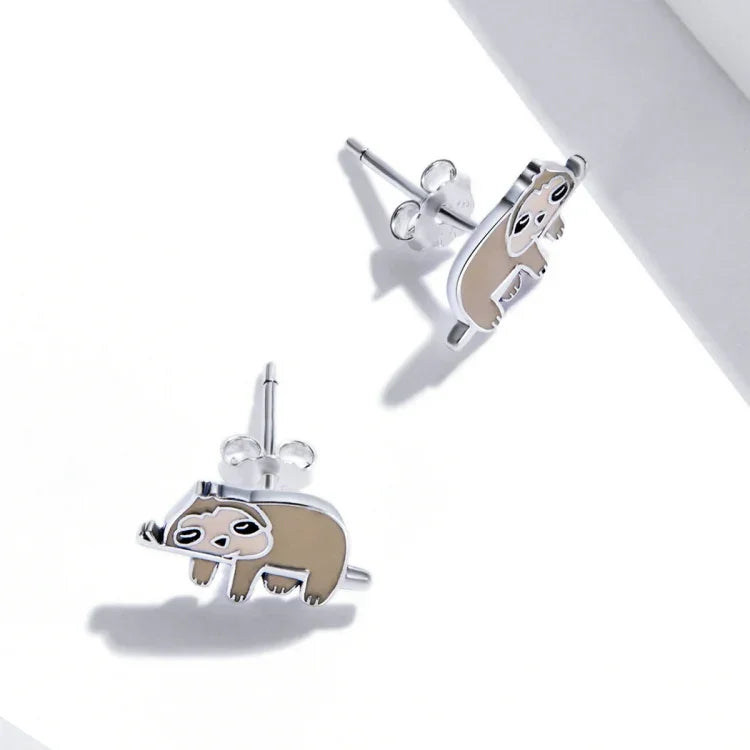 Niedliche Faultier-Ohrstecker aus 925er Sterlingsilber für Damen
