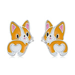 Niedliche Corgi-Ohrstecker aus 925er Sterlingsilber für Damen
