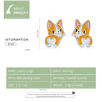 Niedliche Corgi-Ohrstecker aus 925er Sterlingsilber für Damen