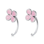 Ohrstecker mit rosa Blumen aus 925er Sterlingsilber, Damenohrringe, rosa Blumen