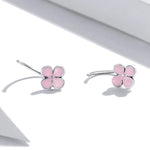 Ohrstecker mit rosa Blumen aus 925er Sterlingsilber, Damenohrringe, rosa Blumen