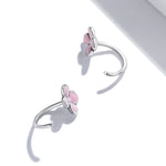 Ohrstecker mit rosa Blumen aus 925er Sterlingsilber, Damenohrringe, rosa Blumen