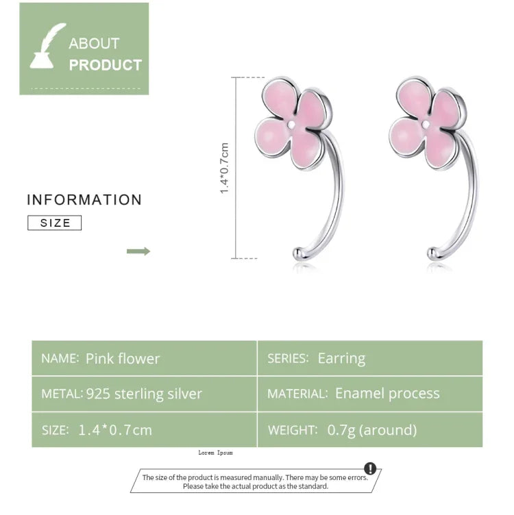 Ohrstecker mit rosa Blumen aus 925er Sterlingsilber, Damenohrringe, rosa Blumen