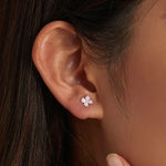 Ohrstecker mit rosa Blumen aus 925er Sterlingsilber, Damenohrringe, rosa Blumen
