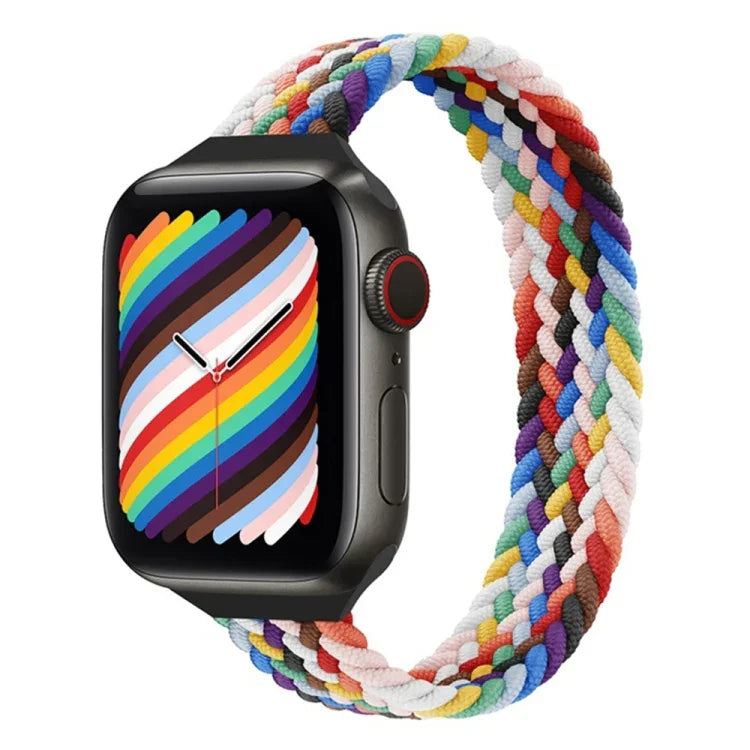 Schmale, einreihige Nylon-Armbänder als Ersatz für Apple Watch Series 7 45 mm / 6 &amp; SE &amp; 5 &amp; 4 44 mm / 3 &amp; 2 &amp; 1 42 mm, S 145 mm, M 155 mm, L 165 mm