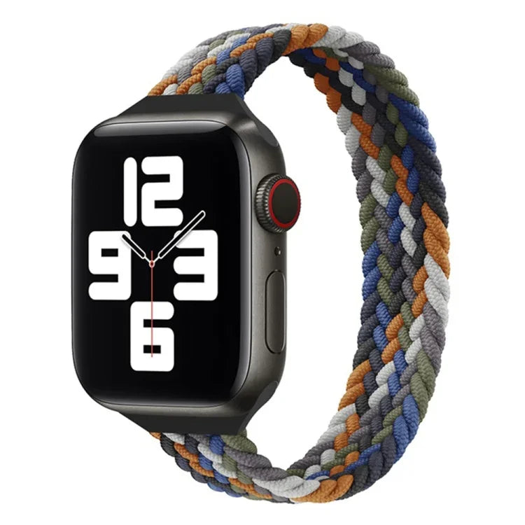 Schmale, einreihige Nylon-Armbänder als Ersatz für Apple Watch Series 7 45 mm / 6 &amp; SE &amp; 5 &amp; 4 44 mm / 3 &amp; 2 &amp; 1 42 mm, S 145 mm, M 155 mm, L 165 mm