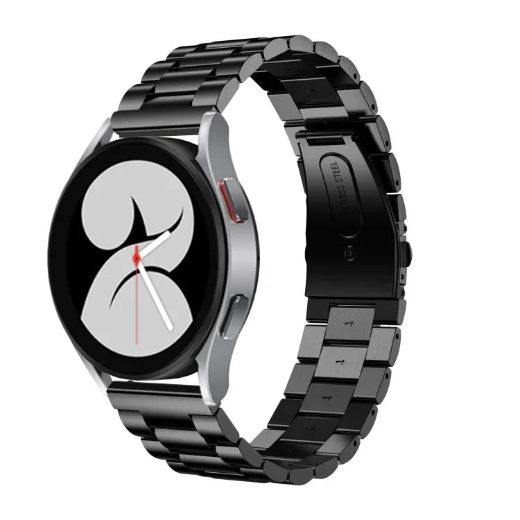 Universelles, flaches Edelstahl-Ersatzarmband mit drei Perlen, passend für Samsung Galaxy Watch4 (40 mm/44 mm) und Samsung Galaxy Watch4 Classic (42 mm/46 mm).
