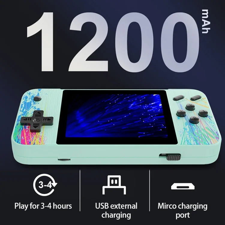 G3 Macaron Handheld-Spielkonsole mit 3,5-Zoll-Bildschirm für zwei Spieler, 800 vorinstallierte Spiele, Doppelspieler / Pink, Doppelspieler / Grau, Doppelspieler / Grün, Doppelspieler / Blau