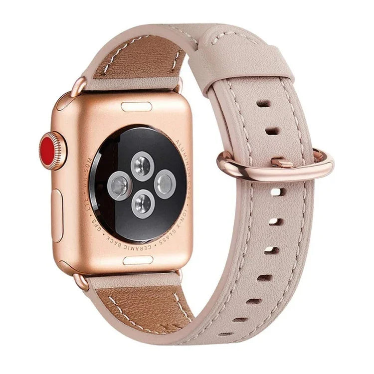 Klassisches Lederarmband mit Dornschließe als Ersatz für Apple Watch Series 7 (41 mm), 6, SE, 5 und 4 (40 mm), 3, 2 und 1 (38 mm) und 7 (45 mm), 6, SE, 5 und 4 (44 mm) sowie 3, 2 und 1 (42 mm).