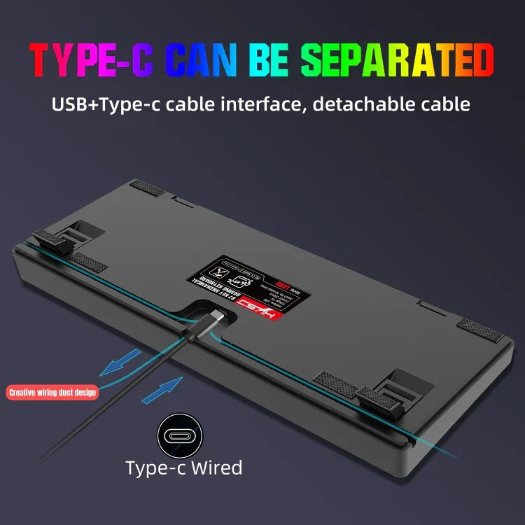 HXSJ L600 Mechanische Tastatur mit 87 Tasten, USB-C / Type-C Kabelgebunden, mit Roten Schaltern und Cooler Hintergrundbeleuchtung