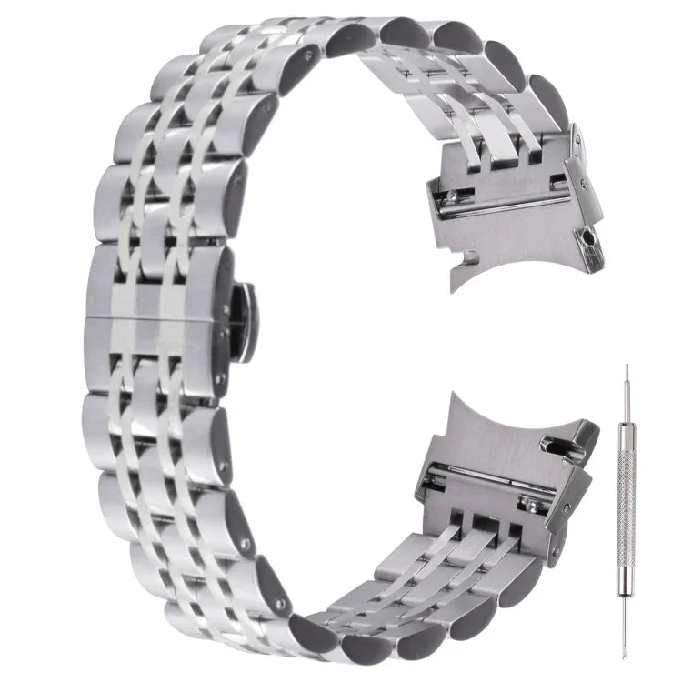 Ersatzarmband aus Edelstahl mit sieben Perlen, passend für Samsung Galaxy Watch4 40 mm/44 mm