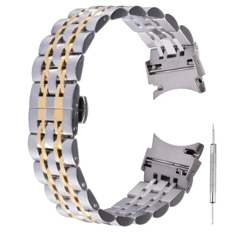 Ersatzarmband aus Edelstahl mit sieben Perlen, passend für Samsung Galaxy Watch4 40 mm/44 mm