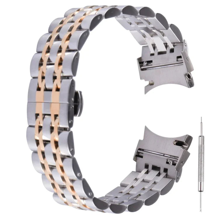 Ersatzarmband aus Edelstahl mit sieben Perlen, passend für Samsung Galaxy Watch4 40 mm/44 mm