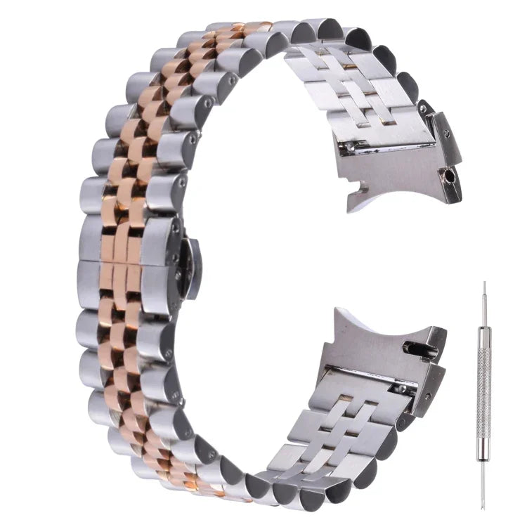 Ersatzarmband aus Edelstahl mit fünf Perlen, passend für Samsung Galaxy Watch4 40 mm/44 mm