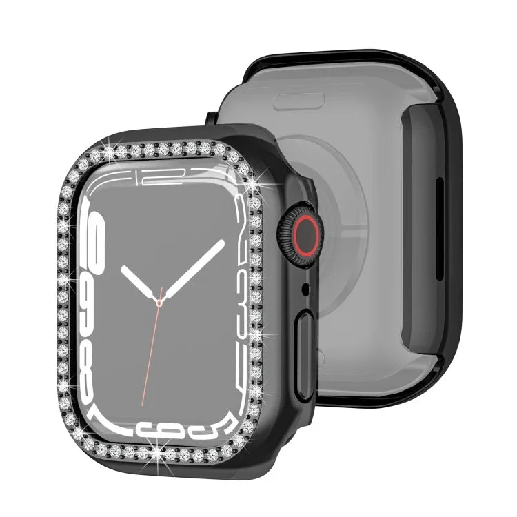 Schutzhülle aus galvanisiertem Polycarbonat mit einreihigem Diamantbesatz für Apple Watch Series 9/8/7 (41 mm und 45 mm)
