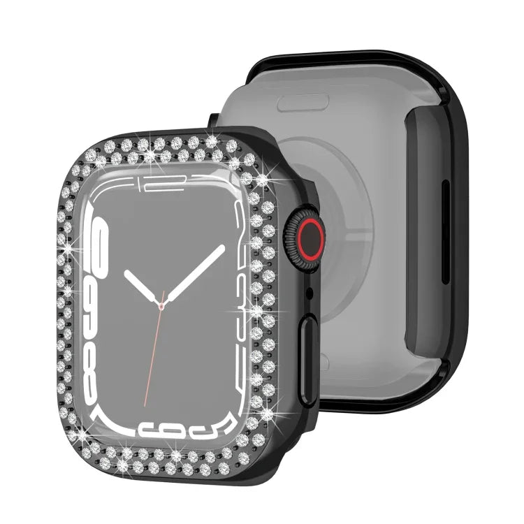 Schutzhülle aus galvanisiertem Polycarbonat mit zwei Reihen Diamanten für Apple Watch Series 9/8/7 (41 mm und 45 mm)