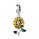 Sonnenblumenanhänger aus 925er Sterlingsilber, DIY-Armband- und Halskettenzubehör, Sonnenblume